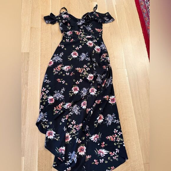 Iz Byer Black and Pink Asymmetrical Ruffled Sundress - Picture 4 of 9